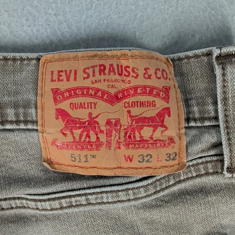 Levi's 511 Jeans Men's 32x32 Gray Tencel Blend Slim Fit Denim‎ Jeans Casual